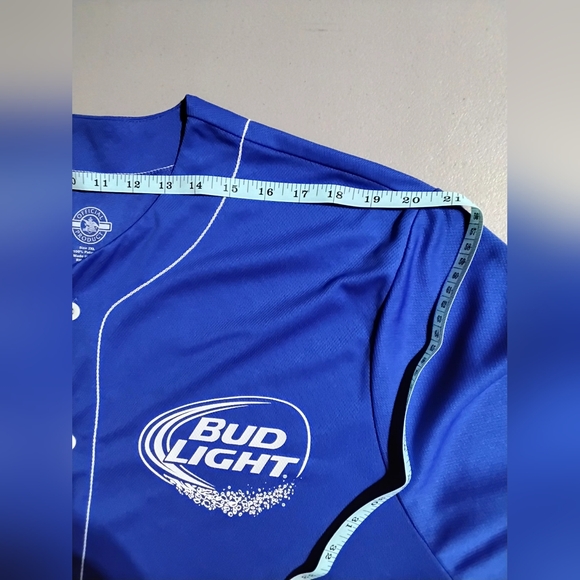 Bud Light Shirt Mens 2XL Blue Baseball Jersey Anheuser Busch Beer Brewery Merch - Picture 11 of 12